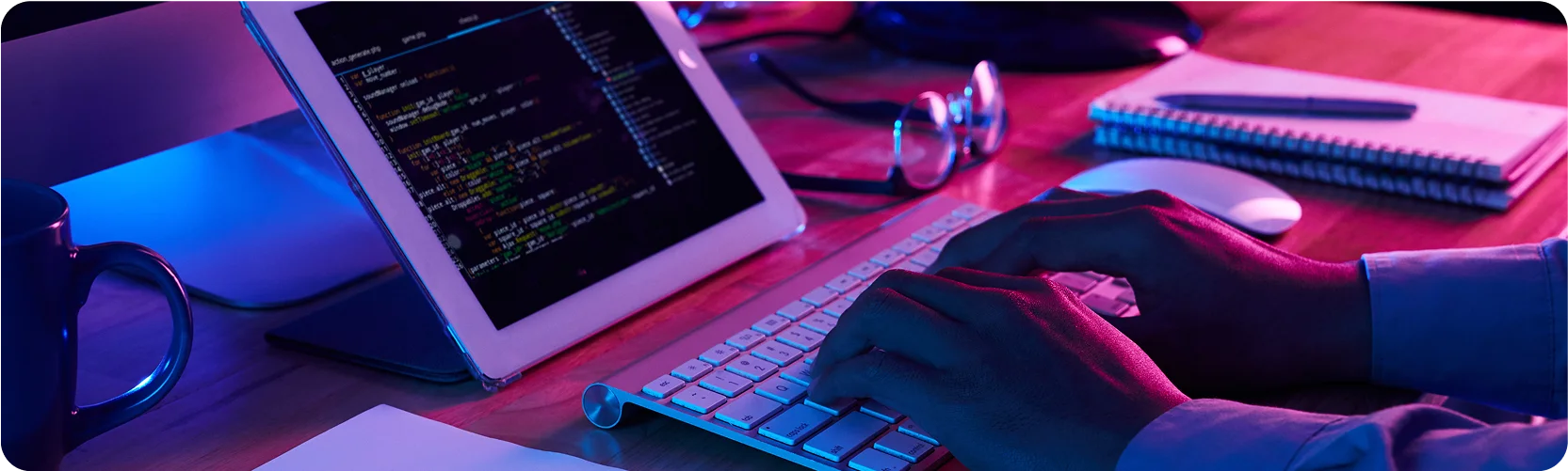 image showing a user typing in a code editor