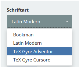 SmartBusinessPlan Screentshot Schriftarten Auswahl