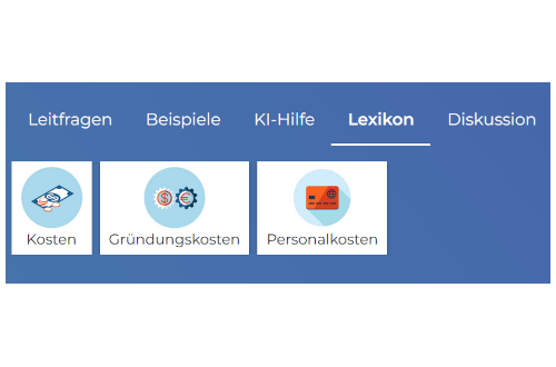 Screenshot Hilfe im Businessplan-Tool