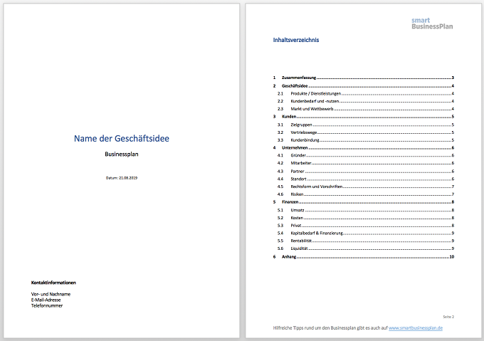 Businessplan-Vorlage
