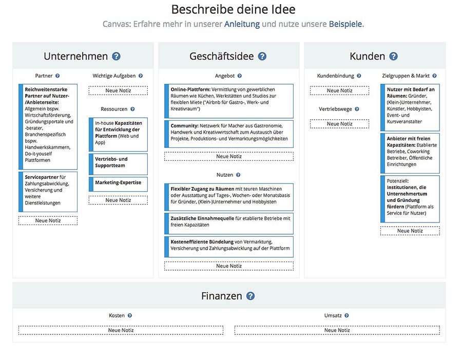 Screenshot Business Model Canvas