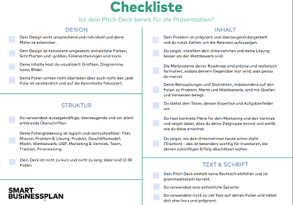 Checkliste für deine Pitch Deck Präsentation