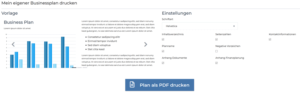 SmartBusinessPlan Screenshot Drucken