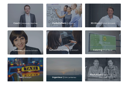 Screenshot: Übersicht von erfolgreichen Businessplänen