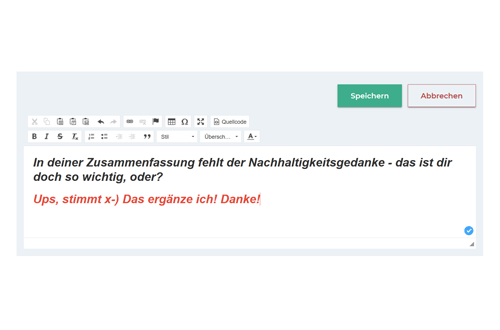 Screenshot SmartBusinessPlan Kommentieren