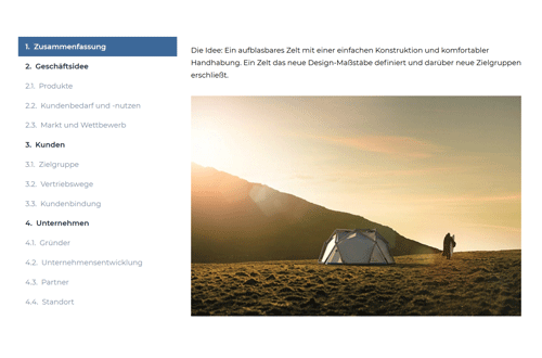 Screenshot SmartBusinessPlan Orientierungshilfe