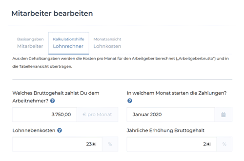 Screenshot SmartBusinessPlan Personalplaner