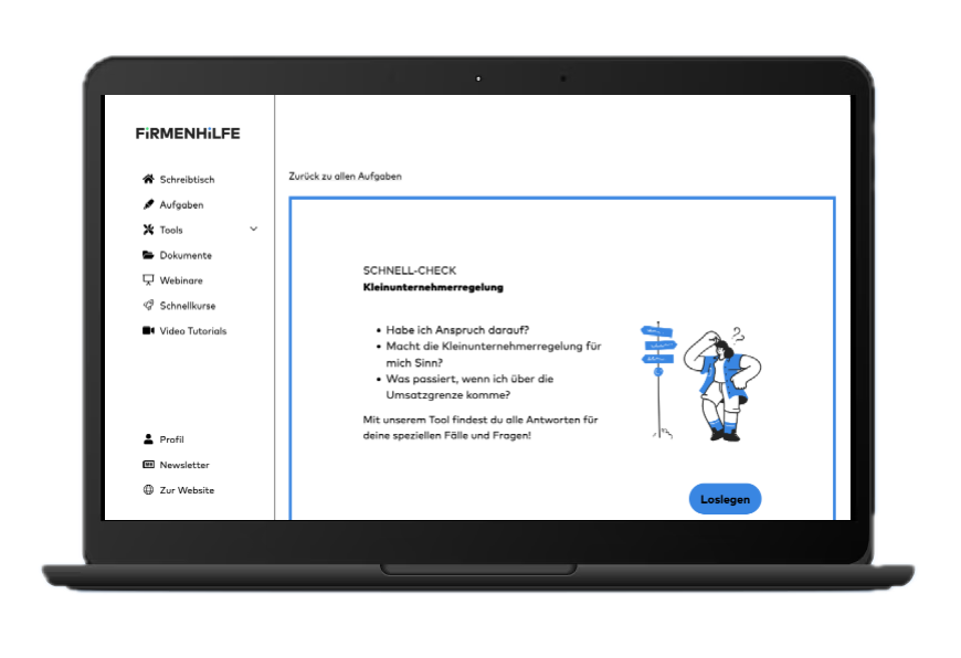 Screenshot des Kleinunternehmerregelungs-Tools